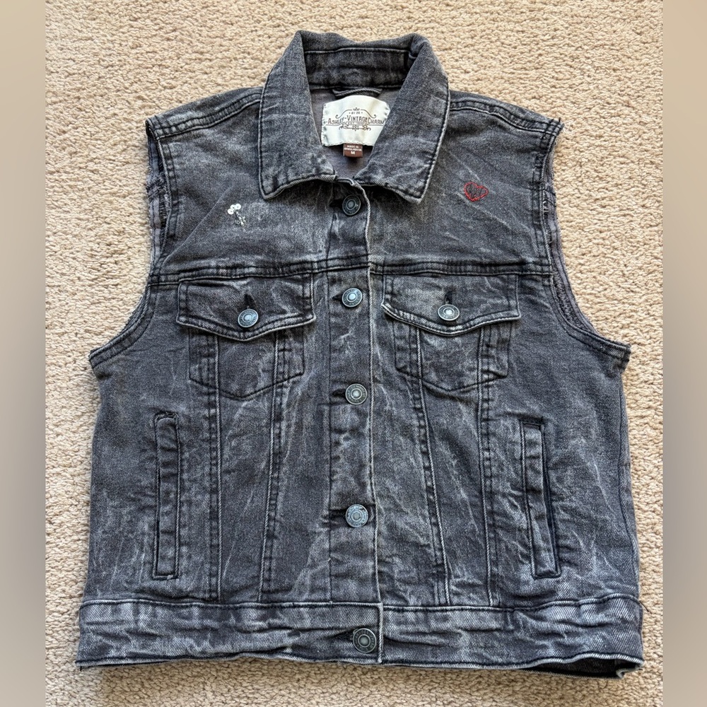 Ashley-Vintage Charm Denim Jacket Vest
